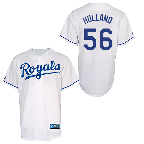 Greg Holland #56 Youth Baseball Jersey-Kansas City Royals Authentic Home White Cool Base MLB Jersey